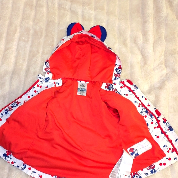 Disney Minnie Mouse Red Packable Rain Jacket Hood Attached‎ Ears Pouch Size 2 - Picture 12 of 15